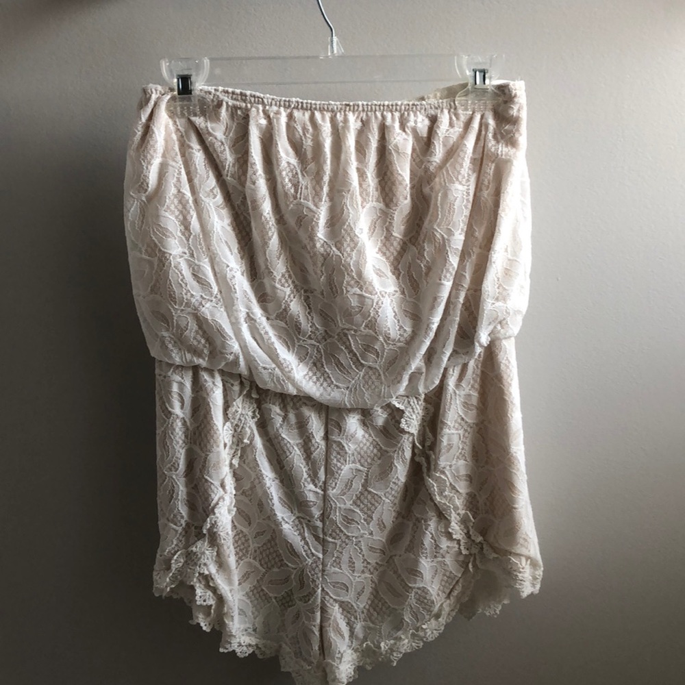 Free People off-white strapless romper